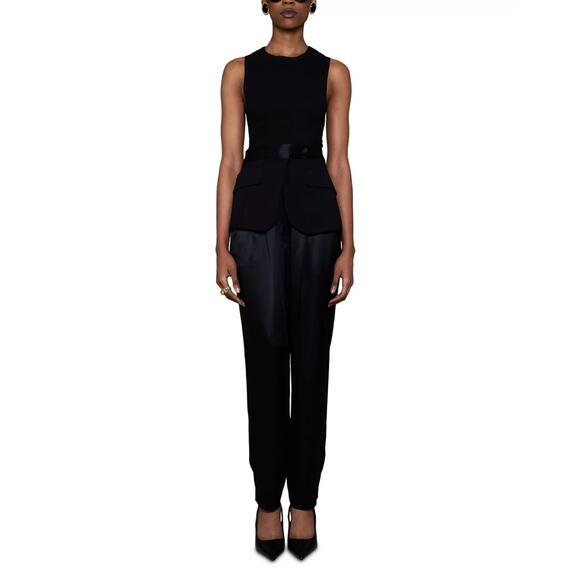 NONCHALANT LABEL Women Layered Belted Pants Black Size XL 0677 - Picture 4 of 4